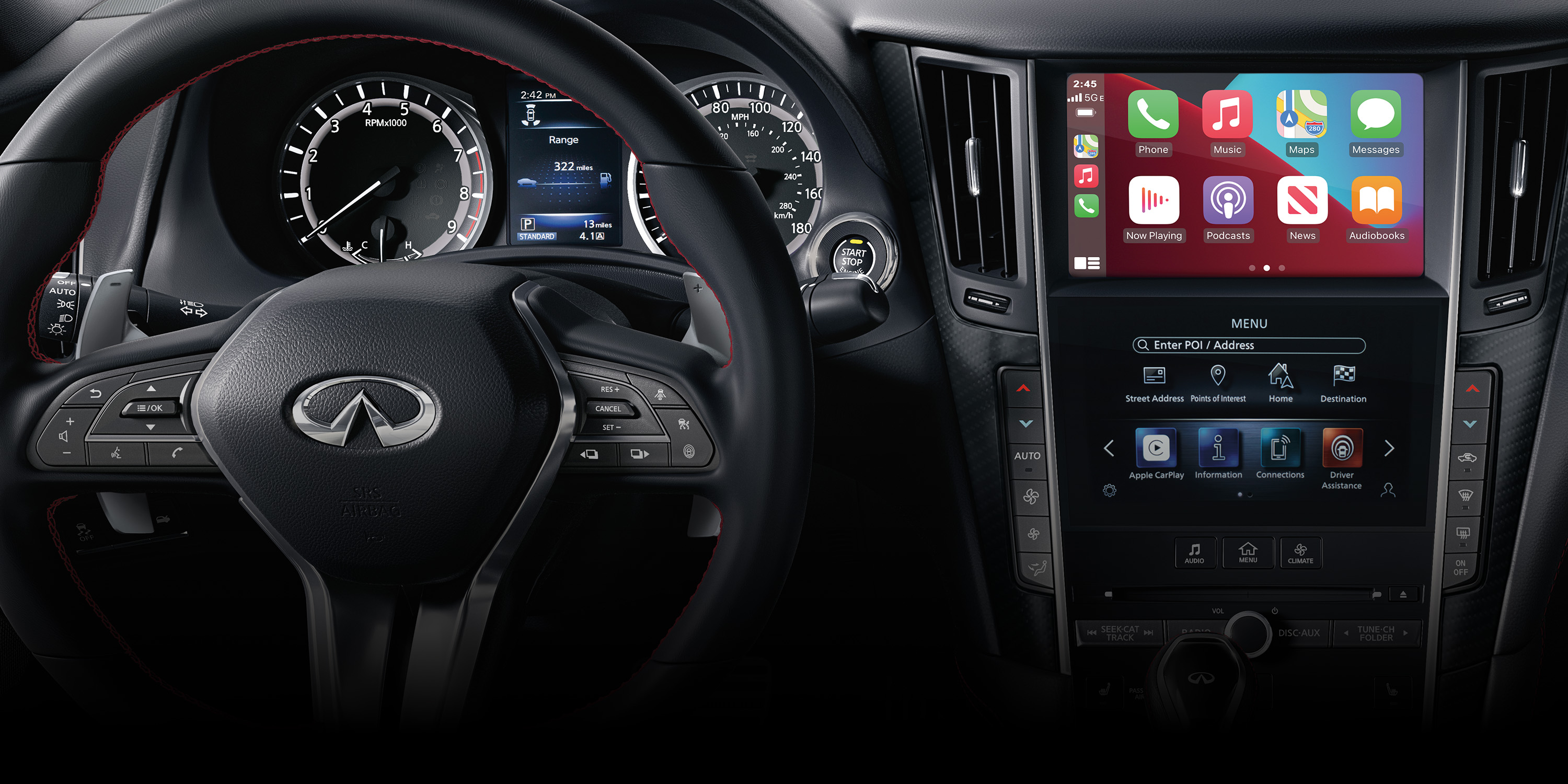 2022 INFINITI Q60 car's Apple Carplay or Android Auto.